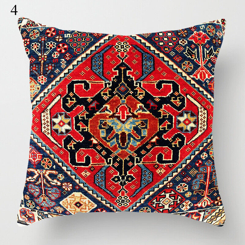 Boho Mandala Print Throw Pillow Case for Sofa - Flax, 45x45 cm, Multi-coloured, view 70