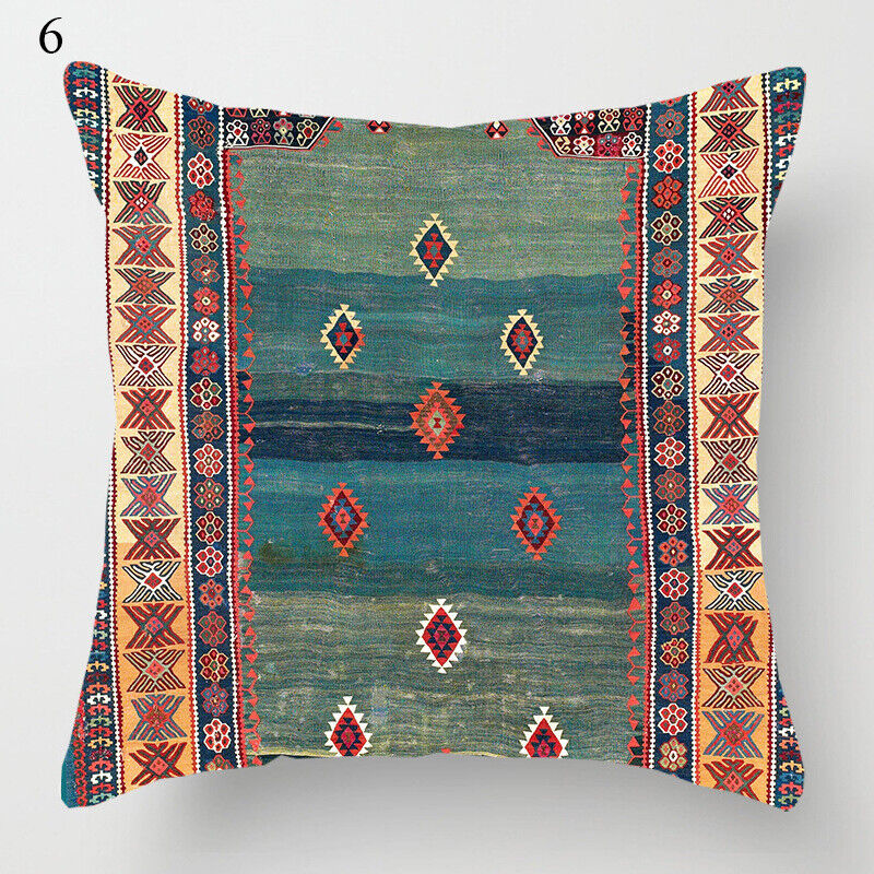 Boho Mandala Print Throw Pillow Case for Sofa - Flax, 45x45 cm, Multi-coloured, view 72