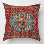 Boho Mandala Print Throw Pillow Case for Sofa - Flax, 45x45 cm, Multi-coloured, view 73