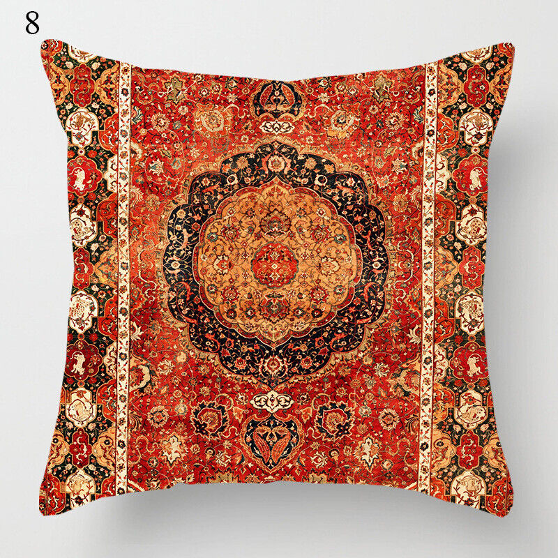 Boho Mandala Print Throw Pillow Case for Sofa - Flax, 45x45 cm, Multi-coloured, view 74