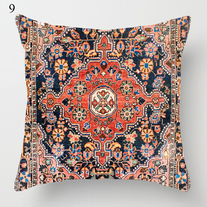 Boho Mandala Print Throw Pillow Case for Sofa - Flax, 45x45 cm, Multi-coloured, view 75