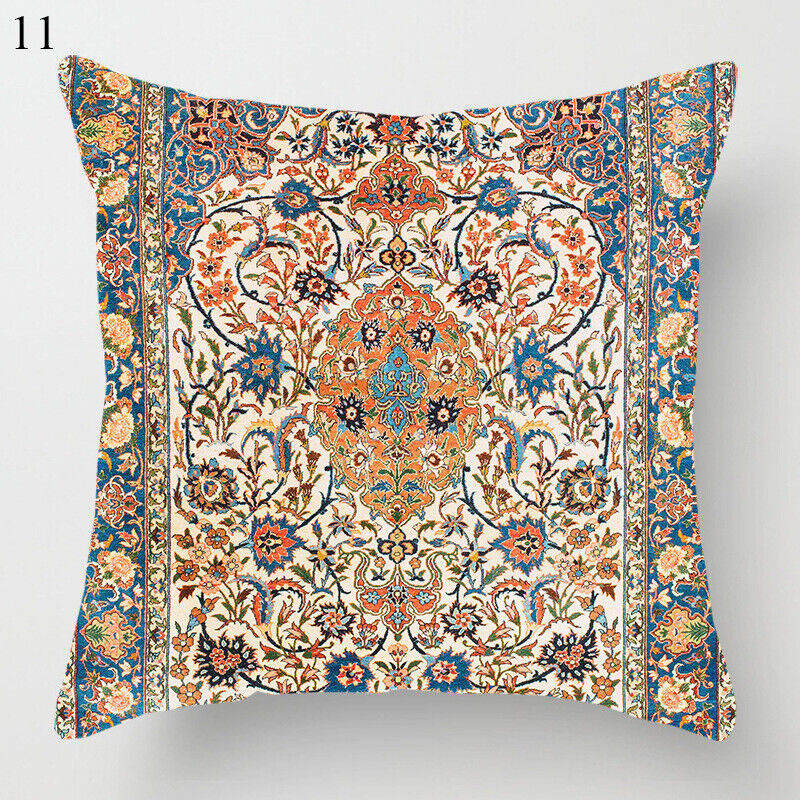 Boho Mandala Print Throw Pillow Case for Sofa - Flax, 45x45 cm, Multi-coloured, view 77