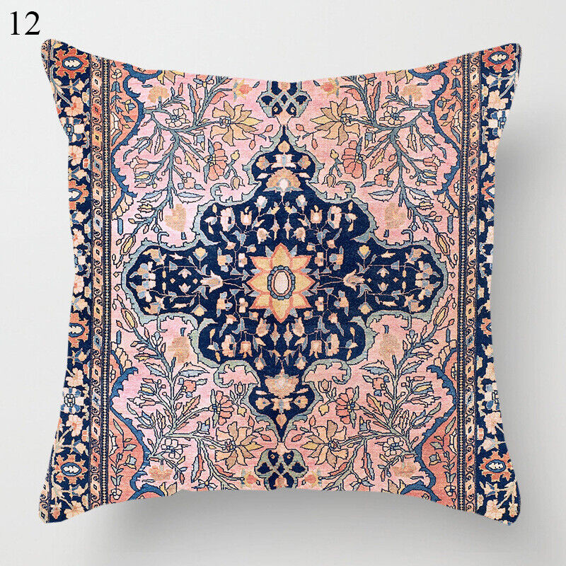 Boho Mandala Print Throw Pillow Case for Sofa - Flax, 45x45 cm, Multi-coloured, view 78