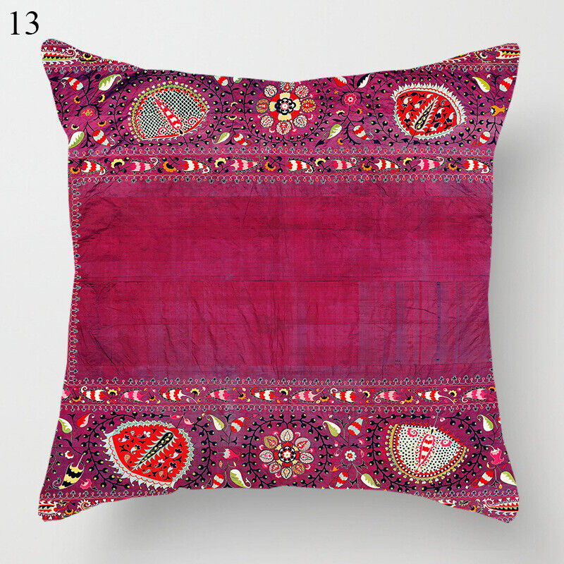 Boho Mandala Print Throw Pillow Case for Sofa - Flax, 45x45 cm, Multi-coloured, view 79