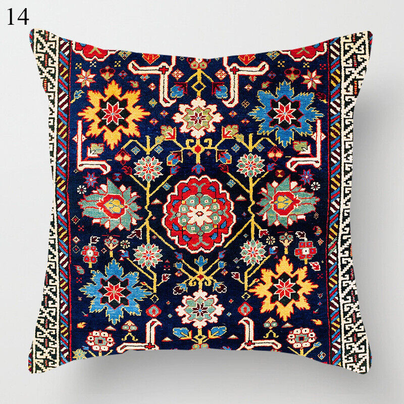 Boho Mandala Print Throw Pillow Case for Sofa - Flax, 45x45 cm, Multi-coloured, view 80