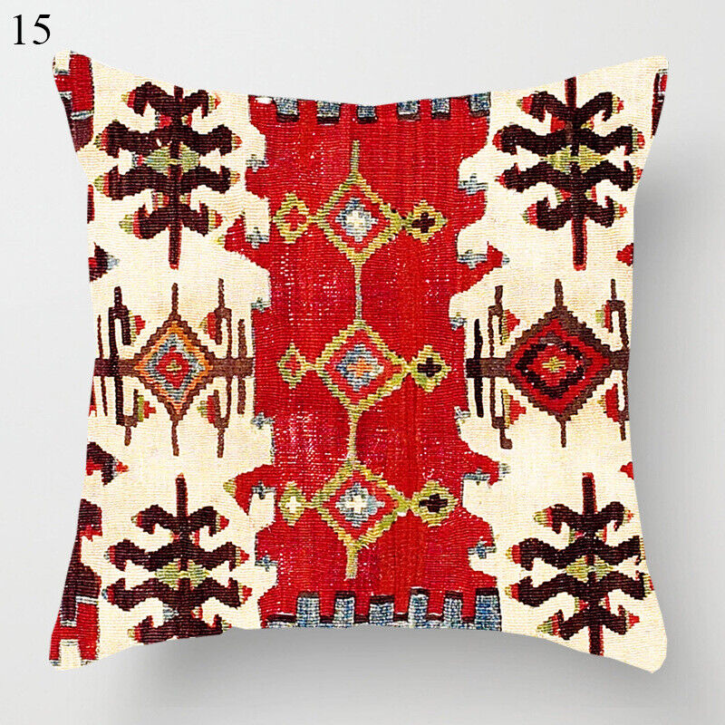 Boho Mandala Print Throw Pillow Case for Sofa - Flax, 45x45 cm, Multi-coloured, view 81