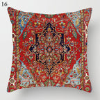 Boho Mandala Print Throw Pillow Case for Sofa - Flax, 45x45 cm, Multi-coloured, view 82