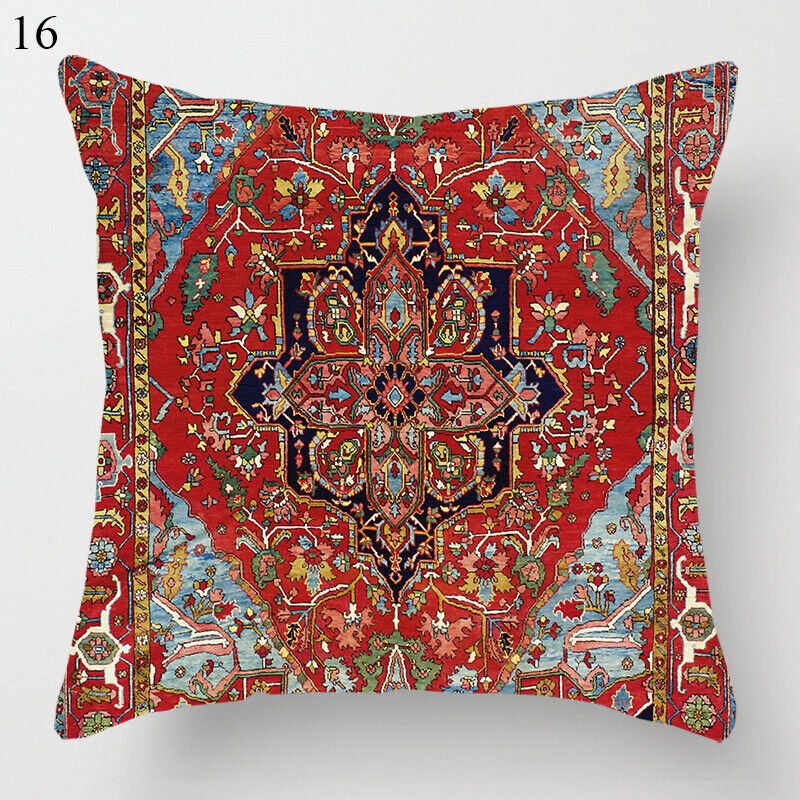 Boho Mandala Print Throw Pillow Case for Sofa - Flax, 45x45 cm, Multi-coloured, view 82