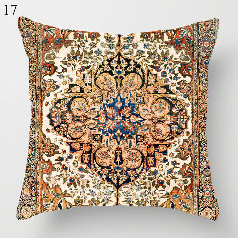 Boho Mandala Print Throw Pillow Case for Sofa - Flax, 45x45 cm, Multi-coloured, view 83