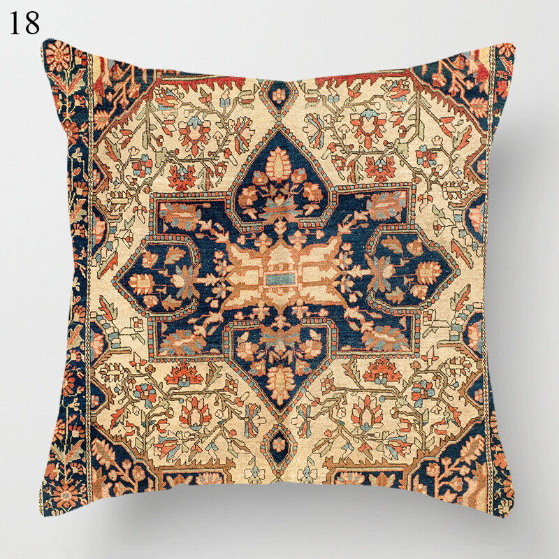 Boho Mandala Print Throw Pillow Case for Sofa - Flax, 45x45 cm, Multi-coloured, view 84