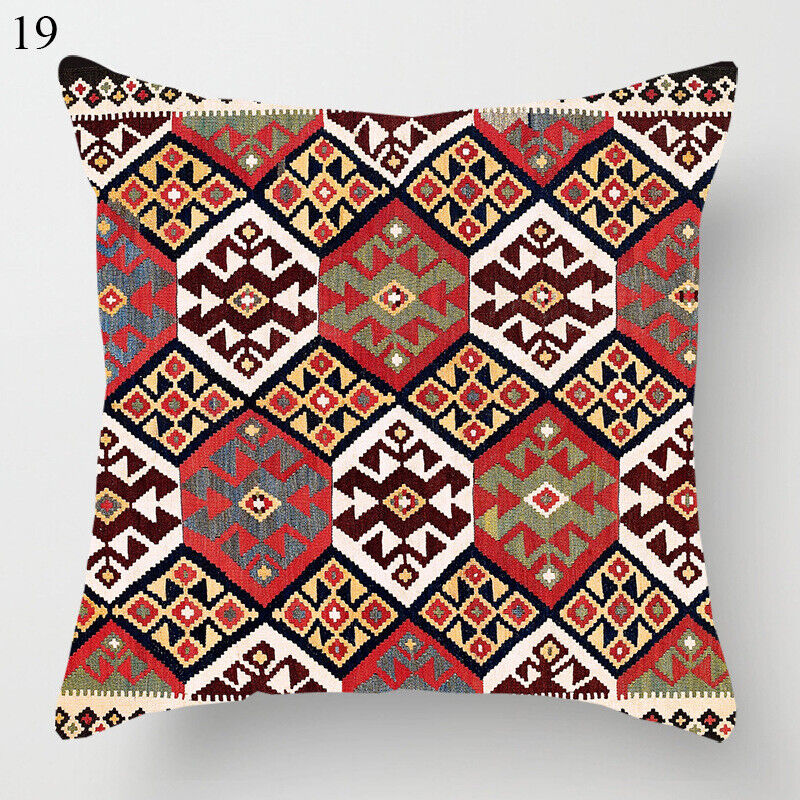 Boho Mandala Print Throw Pillow Case for Sofa - Flax, 45x45 cm, Multi-coloured, view 85