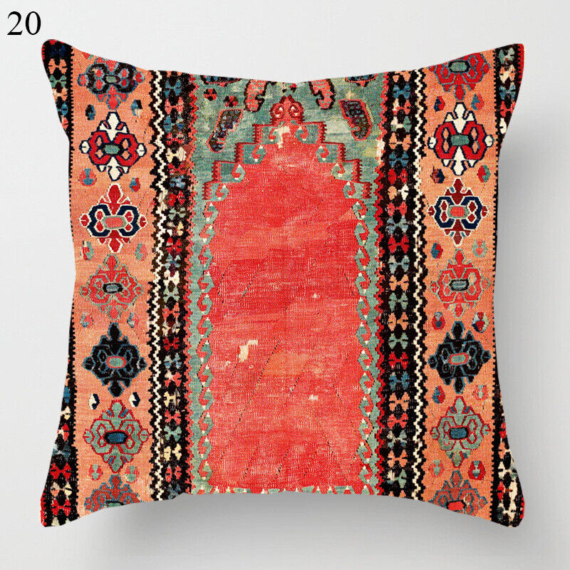 Boho Mandala Print Throw Pillow Case for Sofa - Flax, 45x45 cm, Multi-coloured, view 86