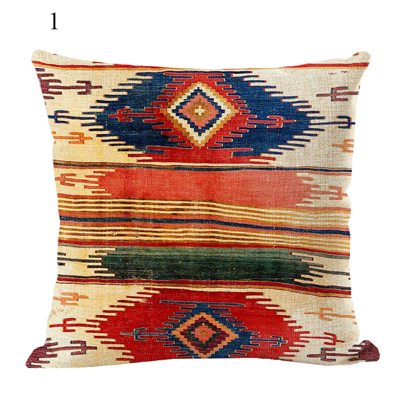 Boho Mandala Print Throw Pillow Case for Sofa - Flax, 45x45 cm, Multi-coloured