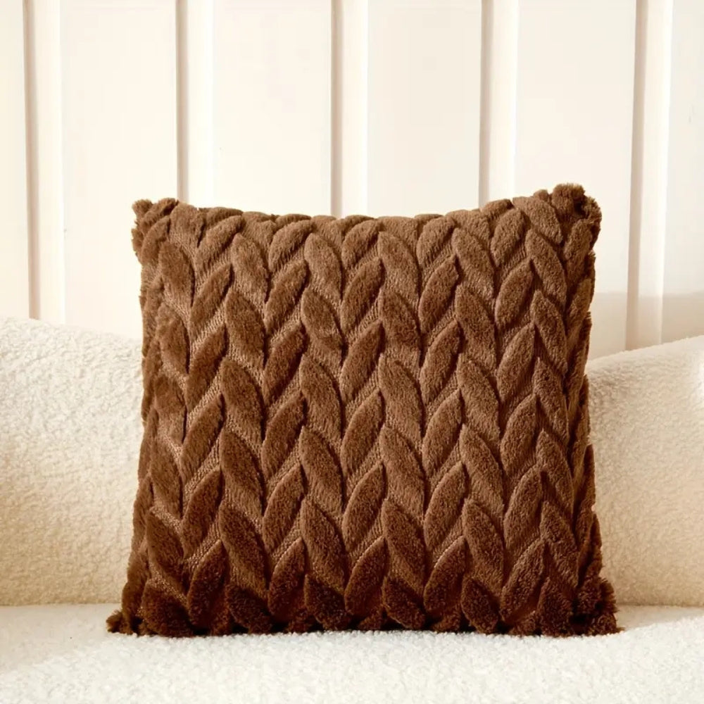 Geo Leaves Embroidered Cushion Cover - 18 Inch, Breathable Microfiber, view 11
