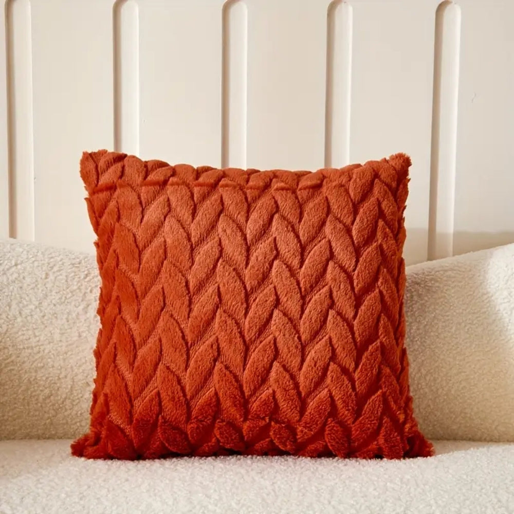 Geo Leaves Embroidered Cushion Cover - 18 Inch, Breathable Microfiber, view 12