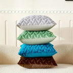 Geo Leaves Embroidered Cushion Cover - 18 Inch, Breathable Microfiber, view 2