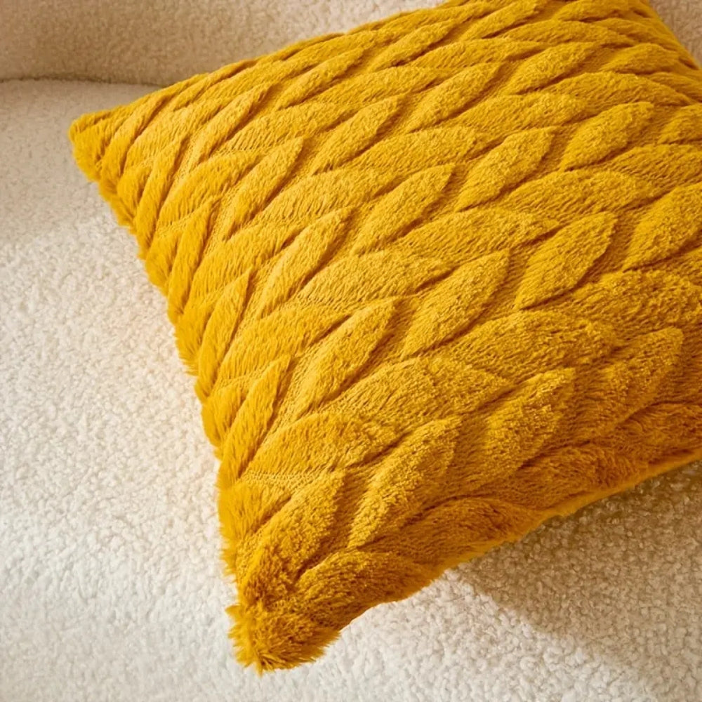 Geo Leaves Embroidered Cushion Cover - 18 Inch, Breathable Microfiber, view 3