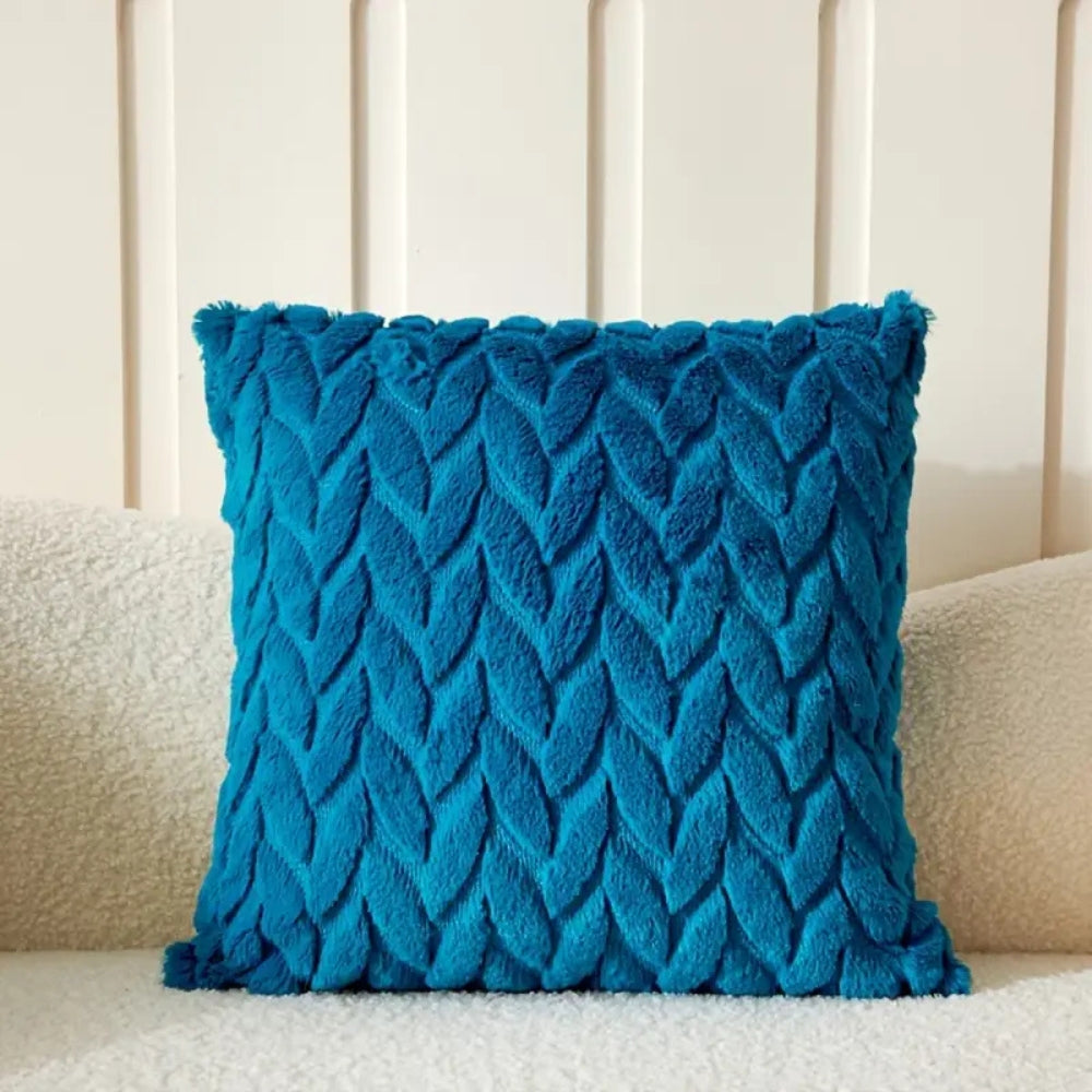 Geo Leaves Embroidered Cushion Cover - 18 Inch, Breathable Microfiber, view 8