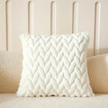 Geo Leaves Embroidered Cushion Cover - 18 Inch, Breathable Microfiber