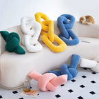 Chain Knot Cushion - Plush Velvety Polyester, Various Sizes and Colours