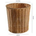 Handwoven Round Wicker Waste Basket - Natural Wicker, Rustic Style, view 6