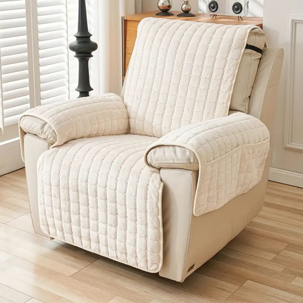 Quilted Recliner Cover - Soft Microfiber Blend, Side Pocket, Machine Washable, view 11