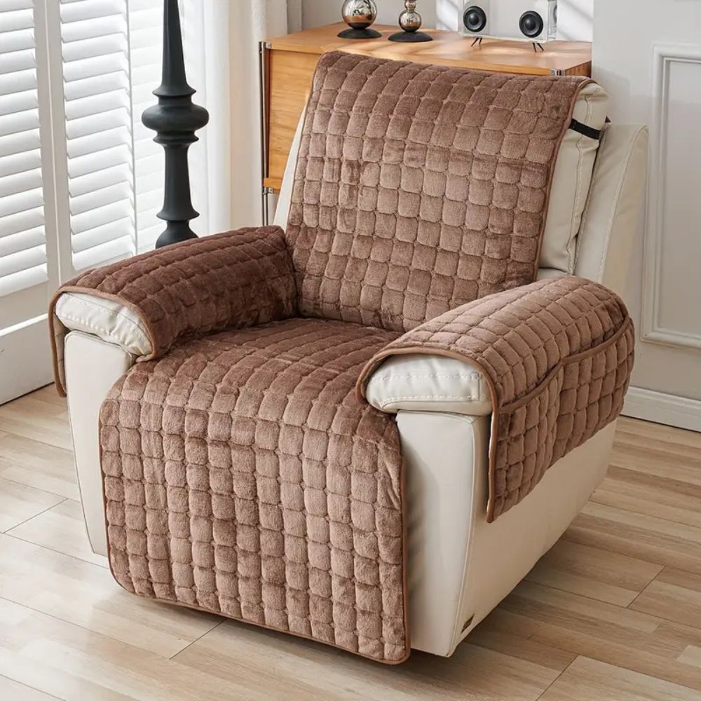 Quilted Recliner Cover - Soft Microfiber Blend, Side Pocket, Machine Washable, view 12