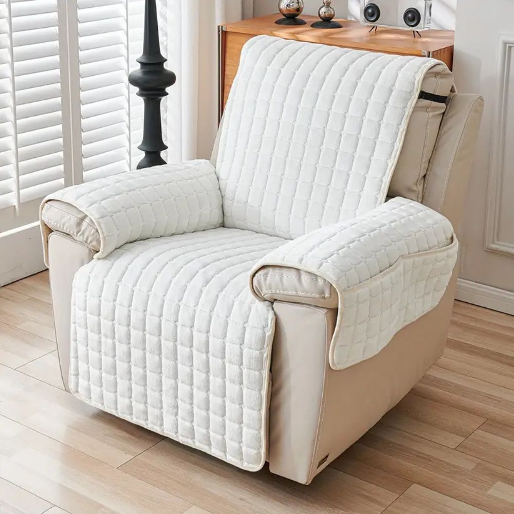 Quilted Recliner Cover - Soft Microfiber Blend, Side Pocket, Machine Washable, view 13
