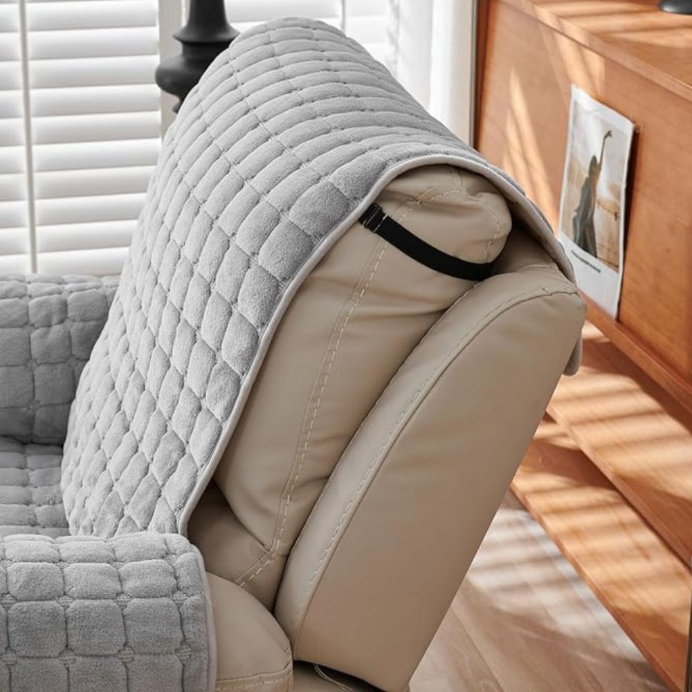 Quilted Recliner Cover - Soft Microfiber Blend, Side Pocket, Machine Washable, view 4