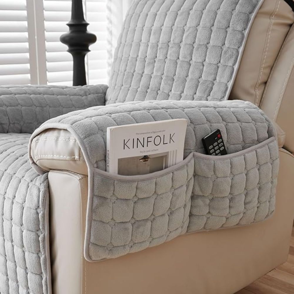 Quilted Recliner Cover - Soft Microfiber Blend, Side Pocket, Machine Washable, view 6