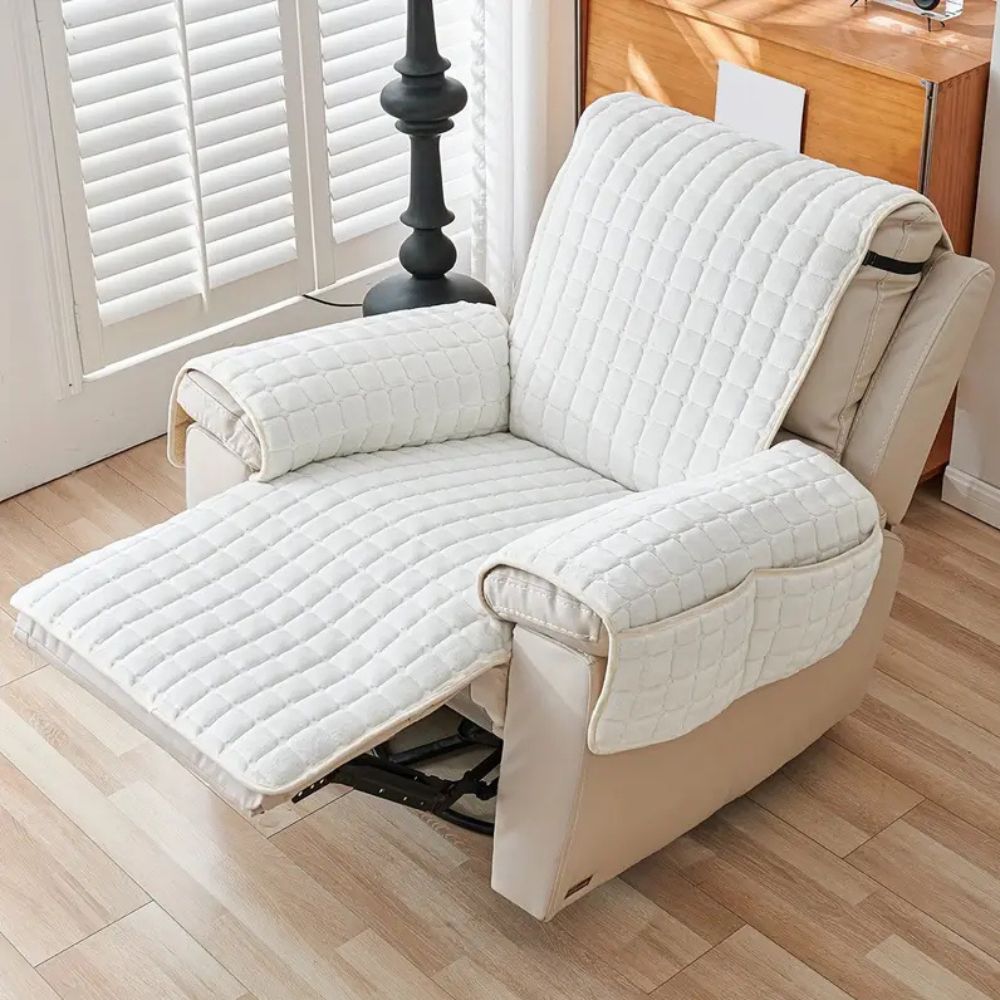 Quilted Recliner Cover - Soft Microfiber Blend, Side Pocket, Machine Washable, view 8