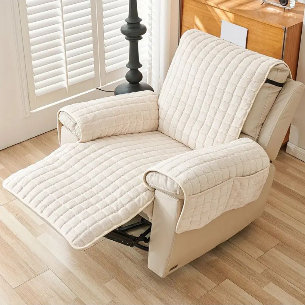 Quilted Recliner Cover - Soft Microfiber Blend, Side Pocket, Machine Washable, view 9