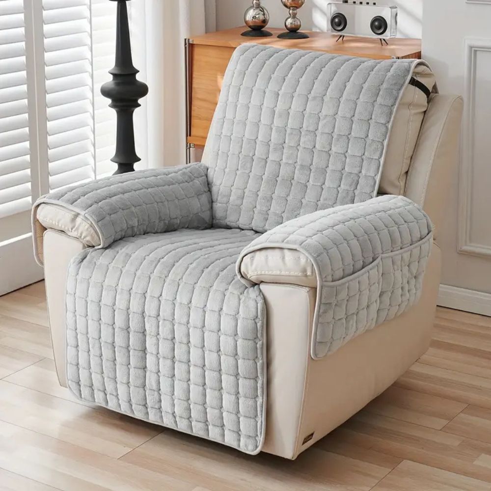 Quilted Recliner Cover - Soft Microfiber Blend, Side Pocket, Machine Washable