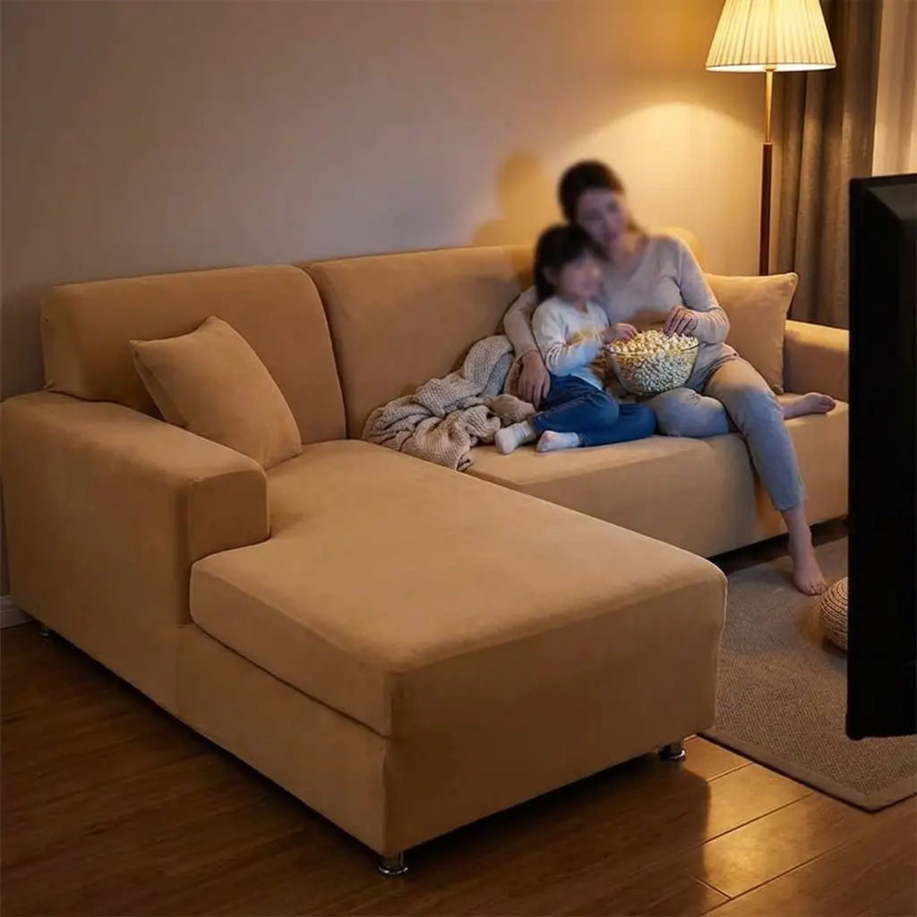 Velvet Stretch Sofa Cover for Living Room - Brushed Fabric, Machine Washable, view 2