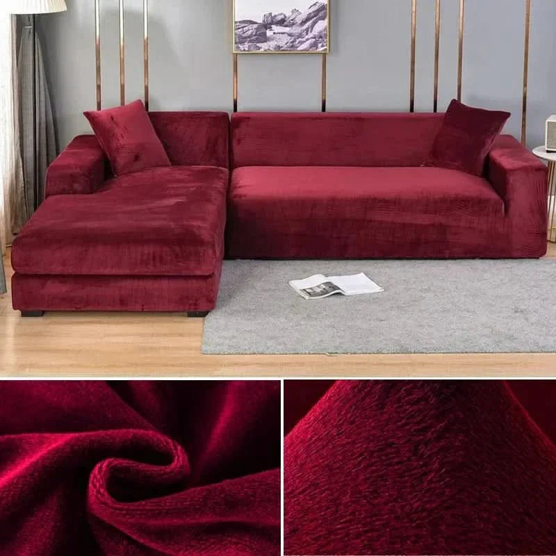 Elastic Velvet Sofa Cover for Living Room - Machine Washable, Anti-Slip, view 22