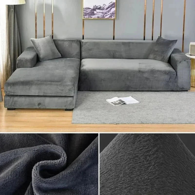 Elastic Velvet Sofa Cover for Living Room - Machine Washable, Anti-Slip, view 8