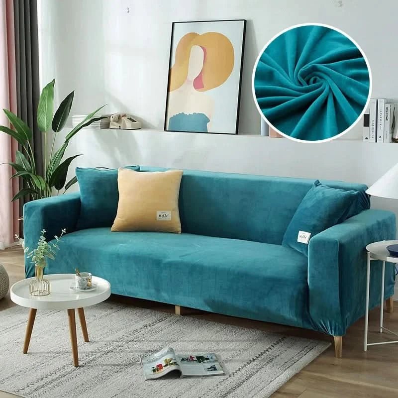 Elastic Velvet Sofa Cover for Living Room - Machine Washable, Anti-Slip