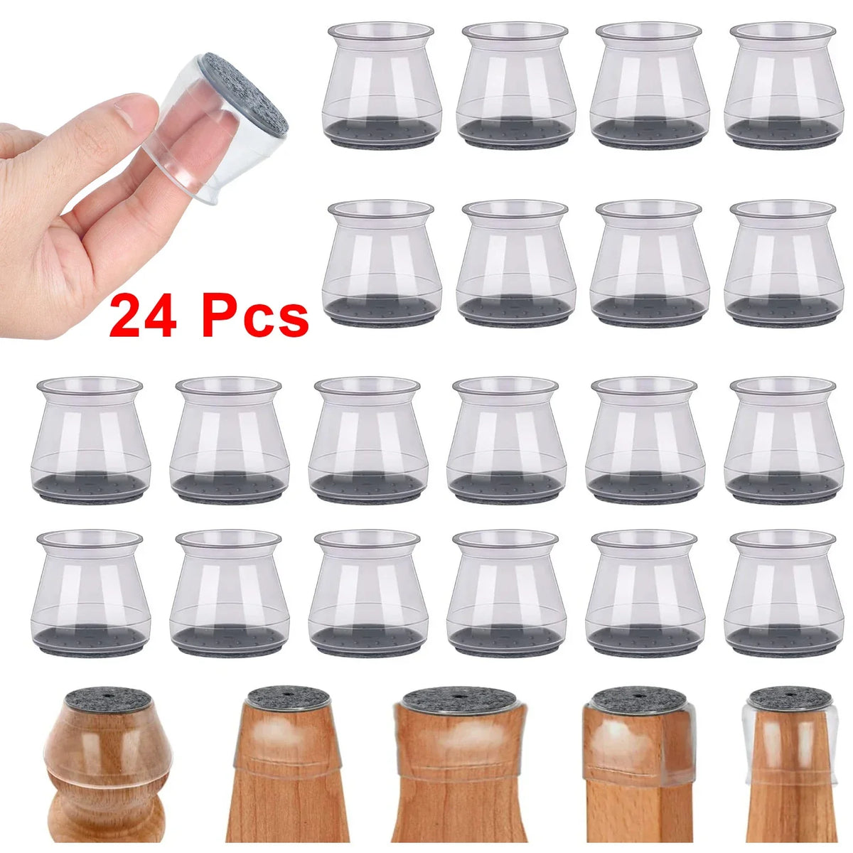 Silicone Chair Leg Floor Protector for Furniture - Transparent, Round Shape, view 8