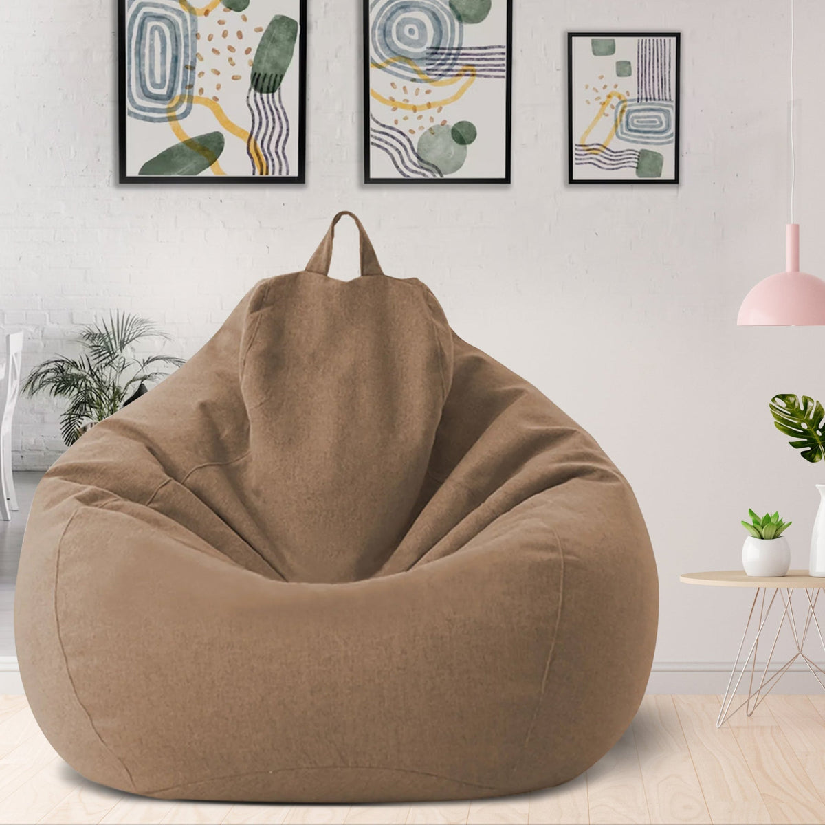 Luxury Linen Bean Bag for Indoor Lounging - Soft Polyester, Ergonomic Design, view 11