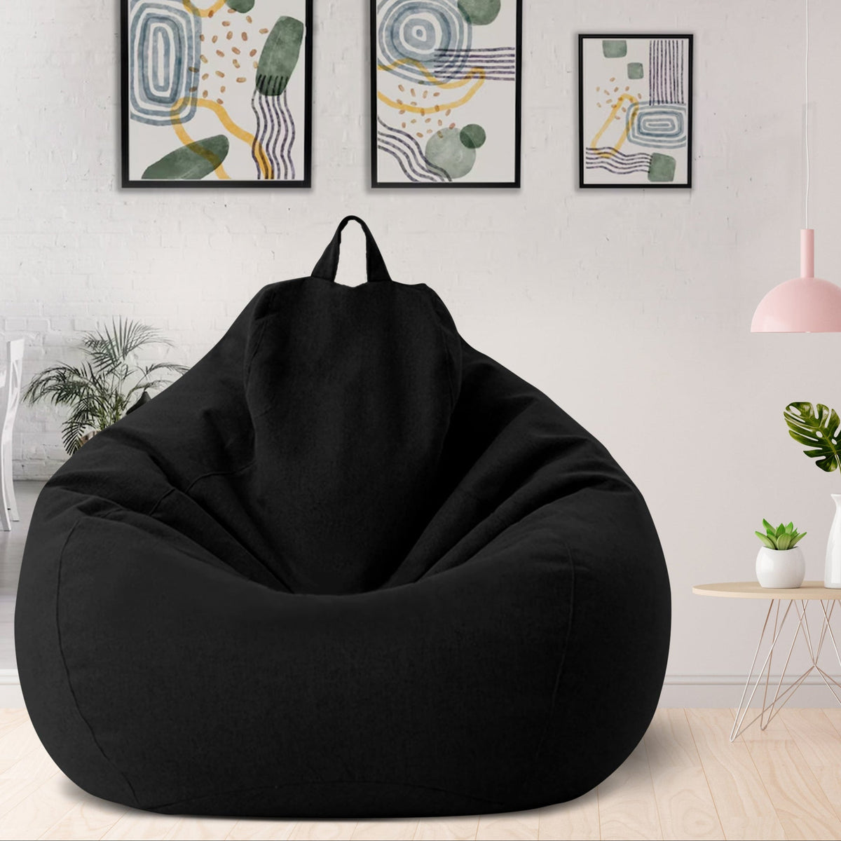 Luxury Linen Bean Bag for Indoor Lounging - Soft Polyester, Ergonomic Design, view 12