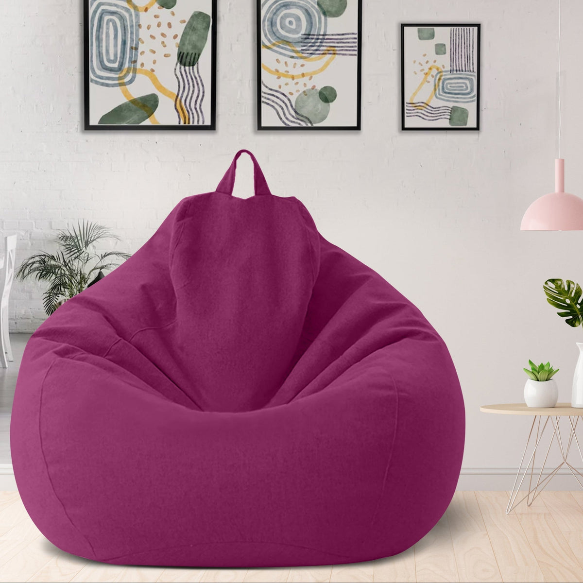Luxury Linen Bean Bag for Indoor Lounging - Soft Polyester, Ergonomic Design, view 13