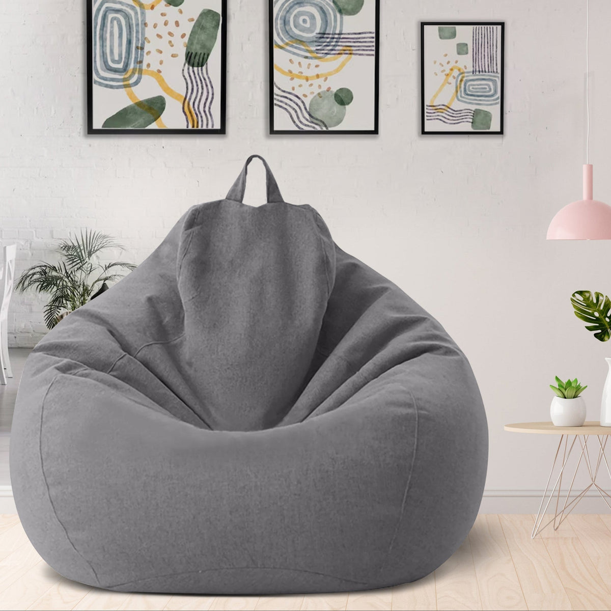 Luxury Linen Bean Bag for Indoor Lounging - Soft Polyester, Ergonomic Design, view 15