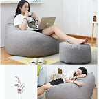 Luxury Linen Bean Bag for Indoor Lounging - Soft Polyester, Ergonomic Design, view 7