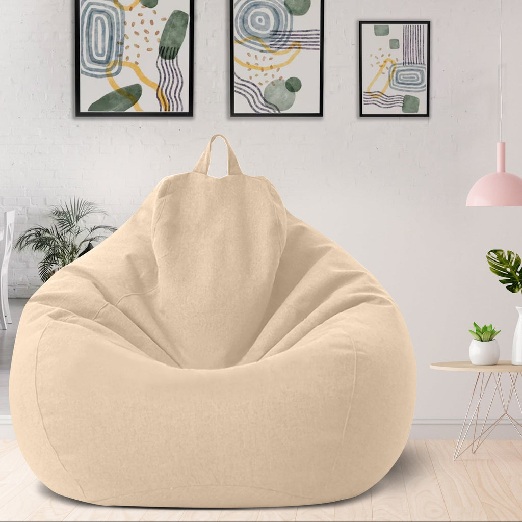 Luxury Linen Bean Bag for Indoor Lounging - Soft Polyester, Ergonomic Design, view 8