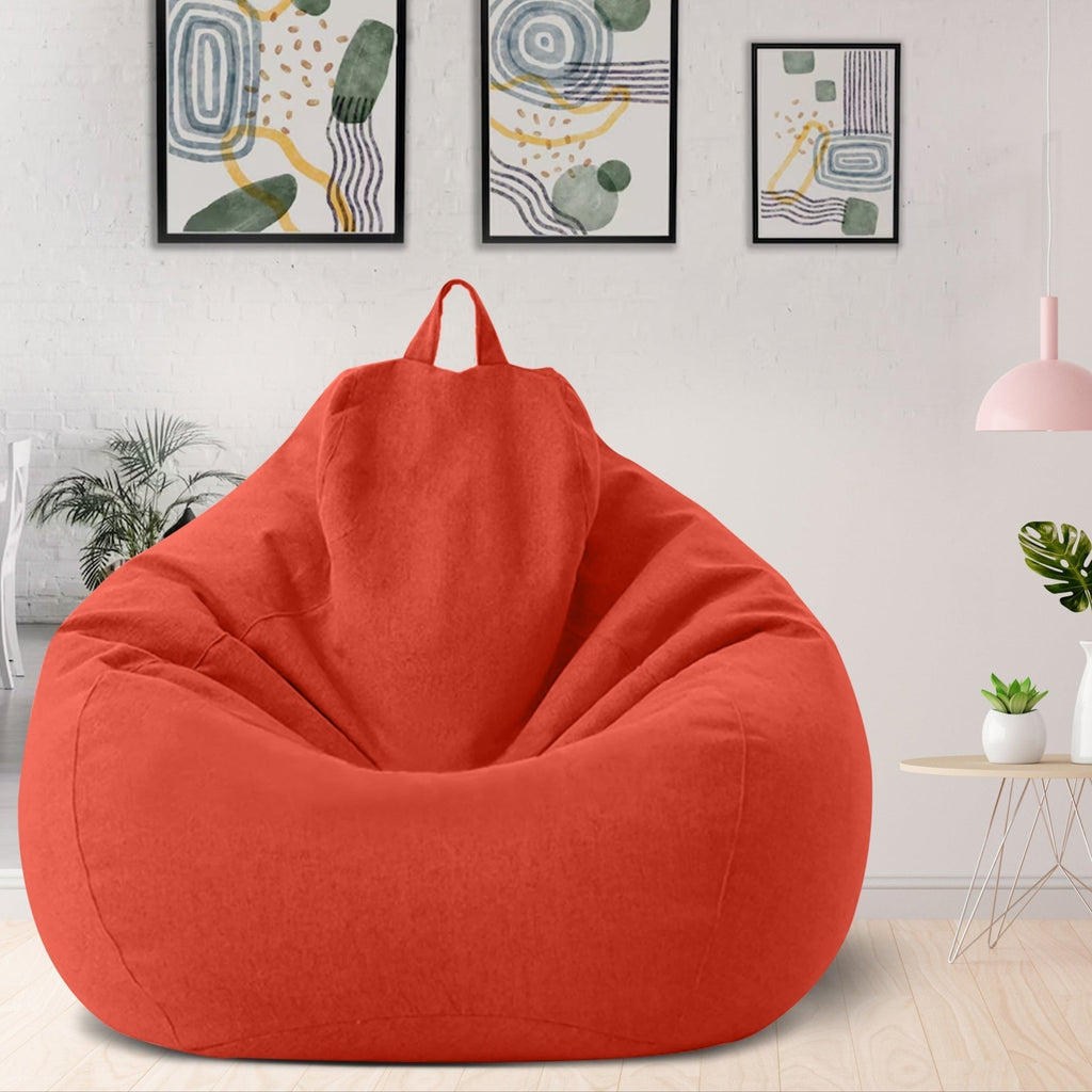 Luxury Linen Bean Bag for Indoor Lounging - Soft Polyester, Ergonomic Design, view 9