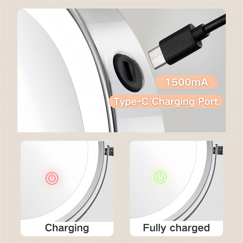 Rechargeable Wall-Mounted Shaving Mirror for Bathroom - 1X/10X, LED, Type-C, view 6