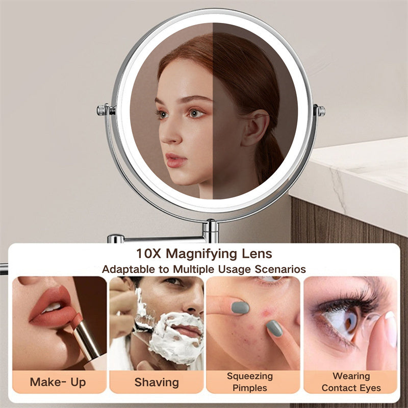 Rechargeable Wall-Mounted Shaving Mirror for Bathroom - 1X/10X, LED, Type-C, view 8