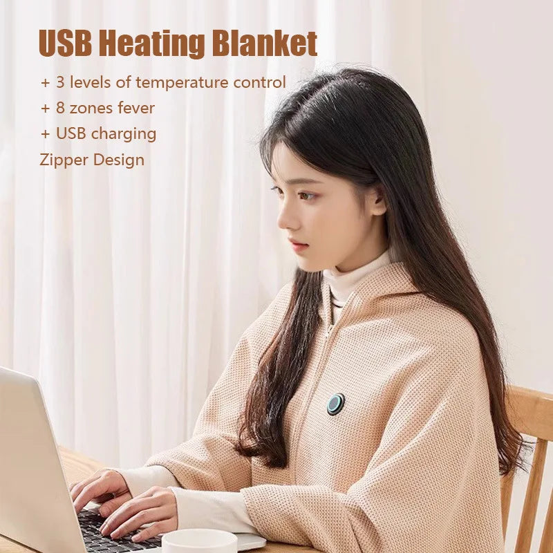 Rechargeable USB Travel Heating Blanket - 150x80cm, Non-Woven Fabric, view 3