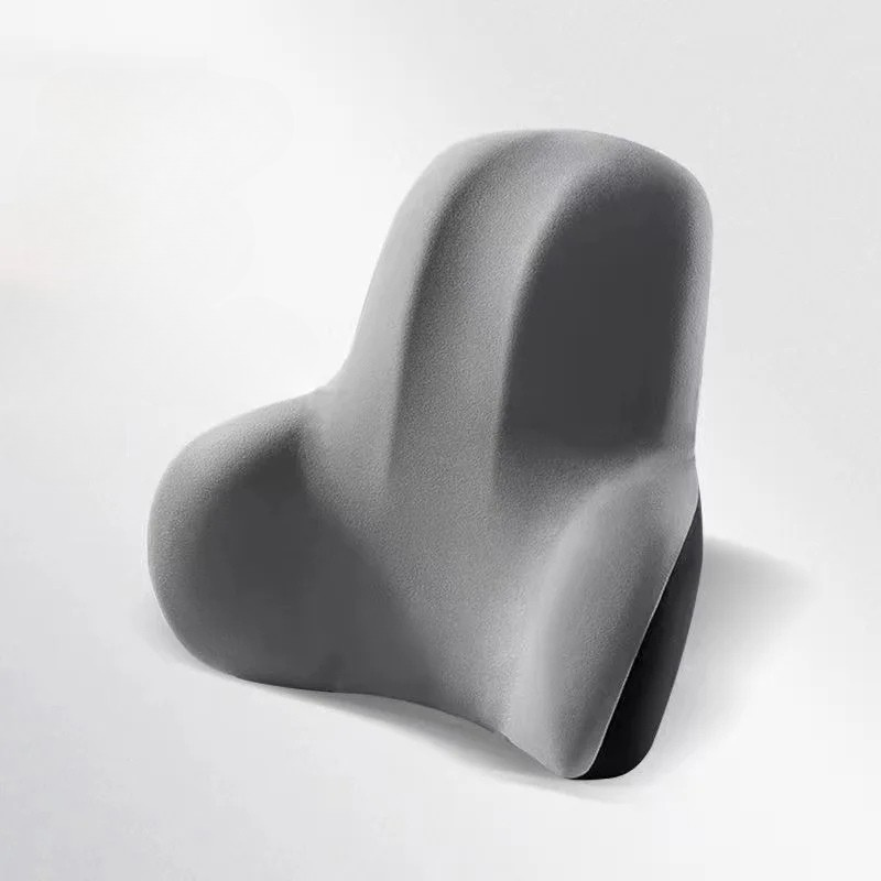 Ergonomic Memory Foam Lumbar Support Pillow - Breathable Velvet, 42.8x34cm