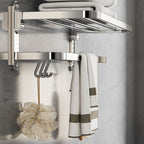 Chrome Bathroom Hardware Set Stainless Steel - Towel Rail, Hooks, Shelf, view 12